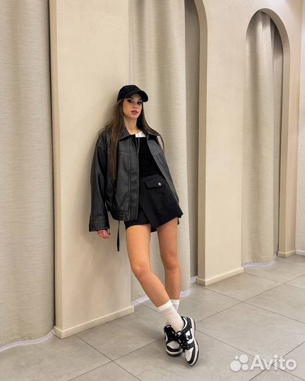 Кожаная куртка бомбер