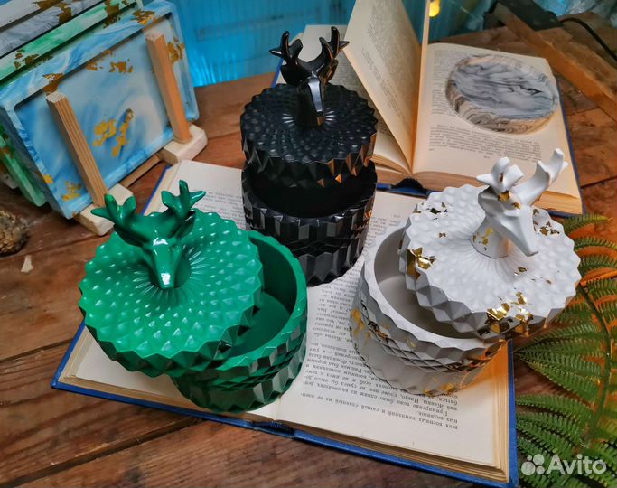 Шкатулка / подсвечник из гипса