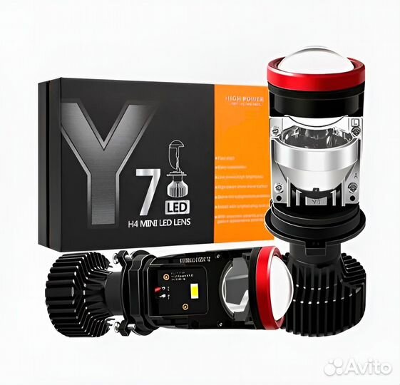 Светодиодные лампы LED линзы mini LED 6000K H4 Y7