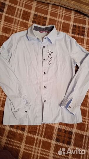 Рубашка блузка школьная голубая на девочку рост140