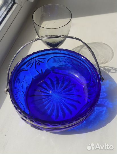 Ваза - конфетница цветное стекло СССР