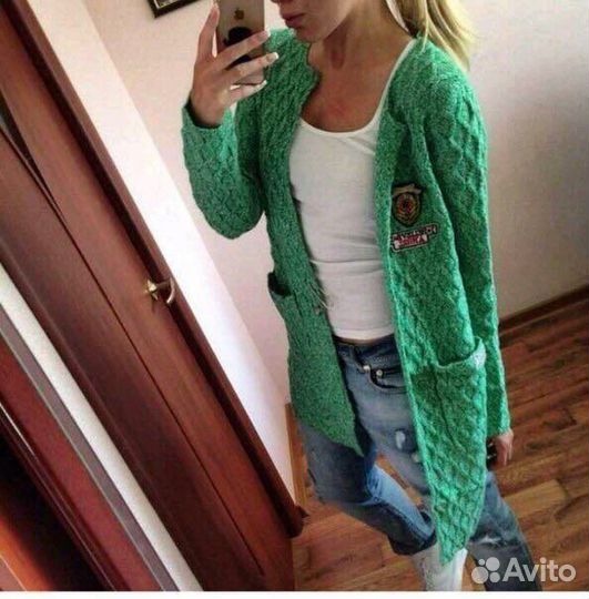 Тёплый вязаный кардиган