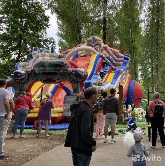 Надувной батут с горкой