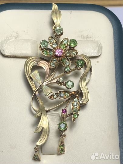 Подвеска и брошь - антиквариат 56 проба золота