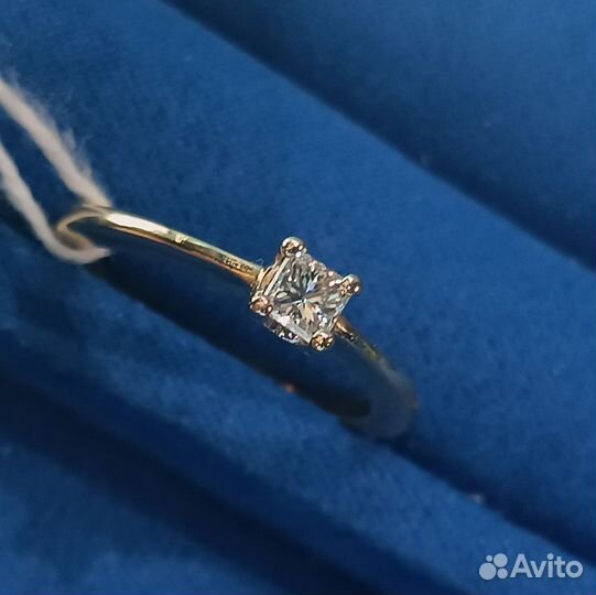 Золотое кольцо 750 брилл-т 0.23Ct Принцесса р 16.5