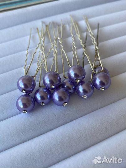 Шпильки для волос с бусинами стразами