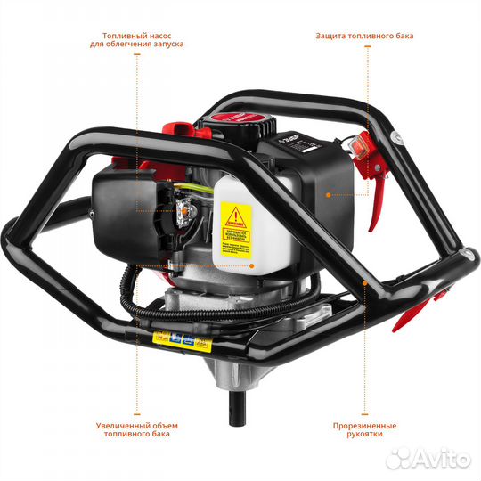 Мотобур (бензобур), d60-250 мм, 52 см3, 2 операт