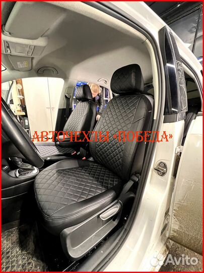 Чехлы Volkswagen Polo 5 Sd из экокожи чёрные Ромб