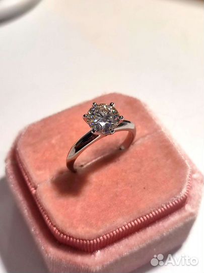 Кольцо с бриллиантом (муассанит) 2ct D au750 925