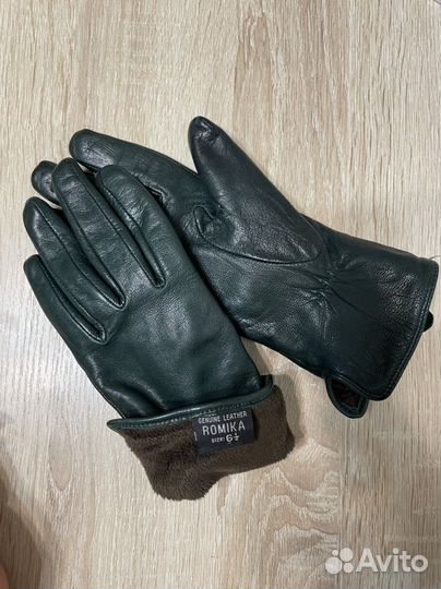 Перчатки женские кожаные зимние