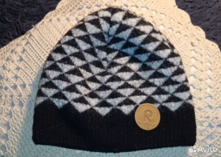 Reima женская шапка шерсть 100 черная белая