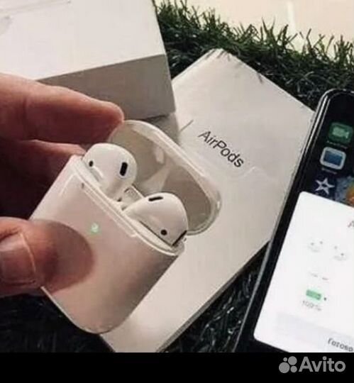 Беспроводные наушники AirPods 2 lux + чехол