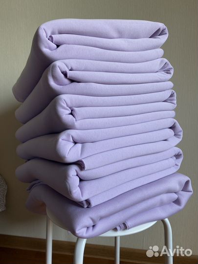 Ткань футер 3х нитка с начесом лаванда отрез 2 м