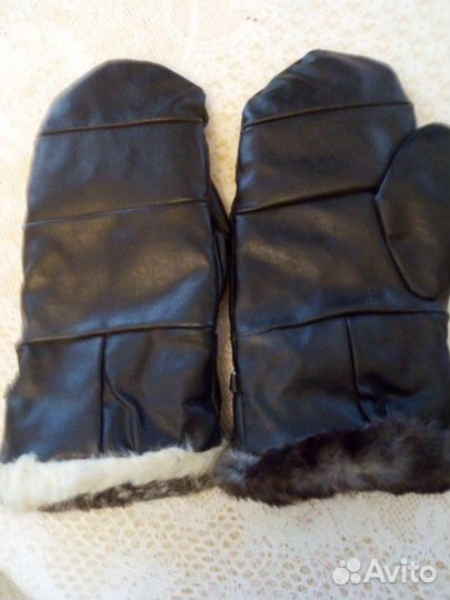 Варежки кожаные