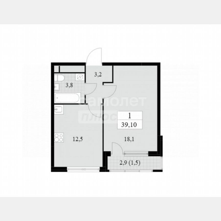 1-к. квартира, 39,2 м², 8/30 эт.