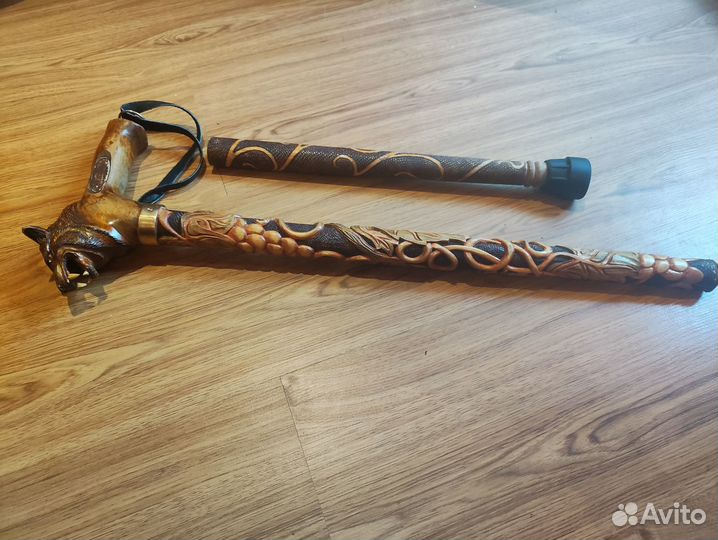 Трость опорная резная Волк разборная 93 см