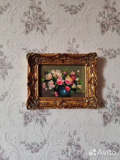 Картина маслом на холсте багет розы