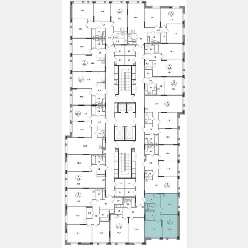 2-к. квартира, 51,5 м², 11/19 эт.