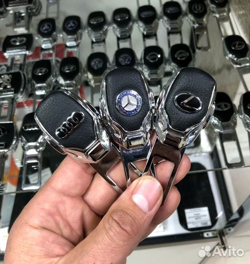 Заглушки ремня безопасности металл+экокожа 2шт