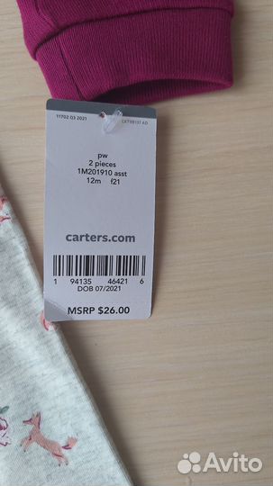 Новый комплект для девочки Carter's