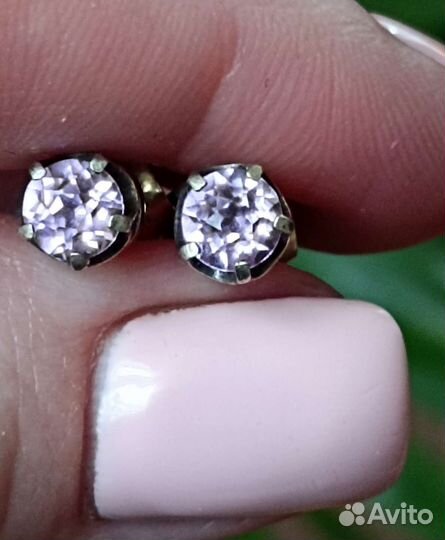 Серьги пуссеты СССР с александритами