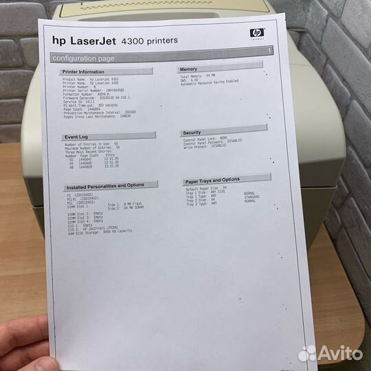 Лазерный принтер HP LaserJet 4300n. Гарантия