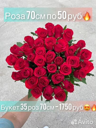 Розы 70 см букет 35 роз