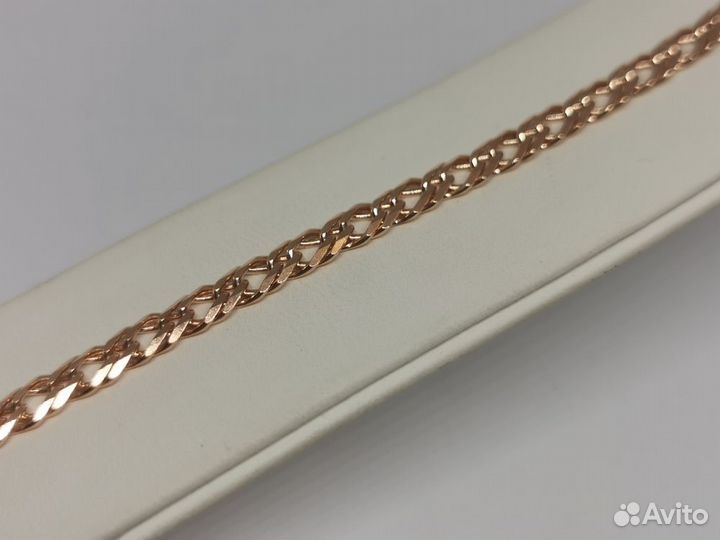 Золотой браслет полновесный Ромб двойной Au 585