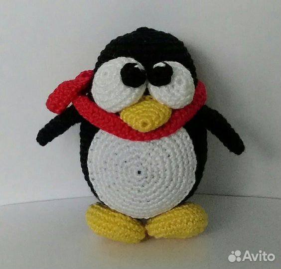 Вязаный пингвин Tux Linux, игрушка-амигуруми