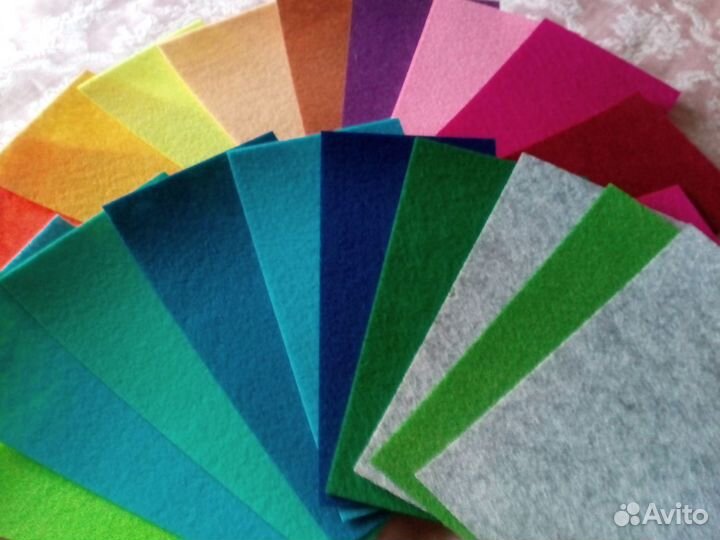 Фетр для рукоделия 10*20 см лист, тонкий, 20шт
