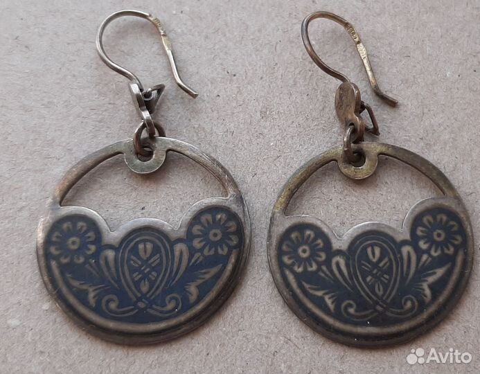 Серьги СССР 925пр Чернь