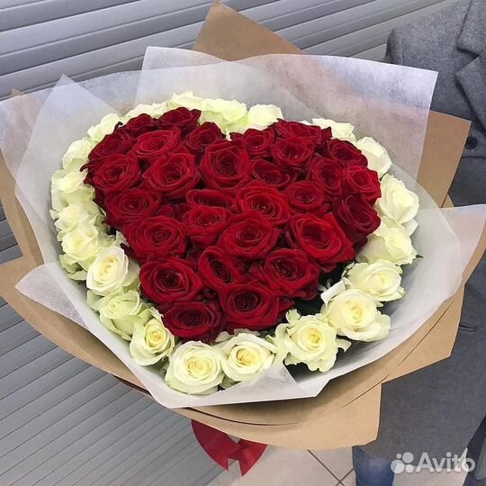 Розы 25шт, 51шт, 101 шт. Букет сердце