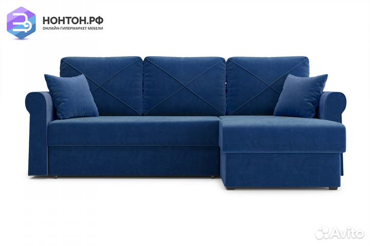 Диван угловой дельфин Лира темно-синий