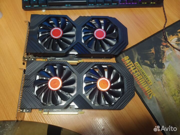 2 видеокарты rx 590 gme 8 gb gddr5 256 bit