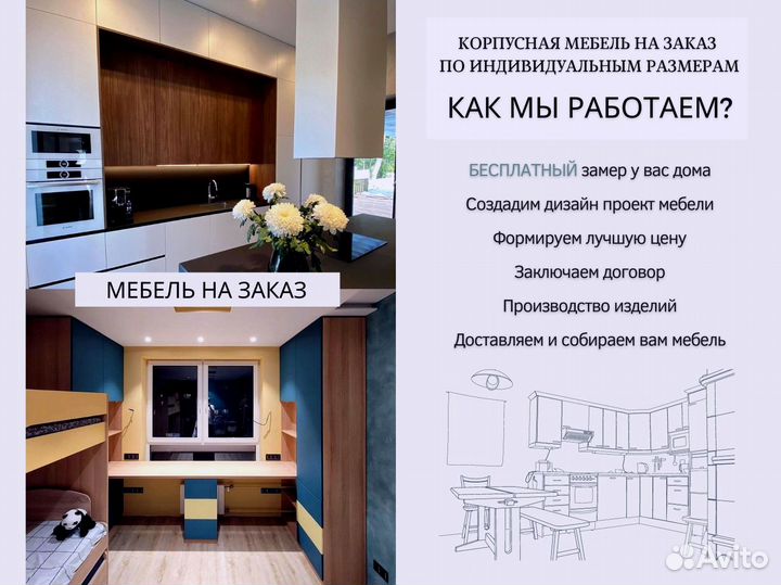 П-образная в потолок кухня на заказ