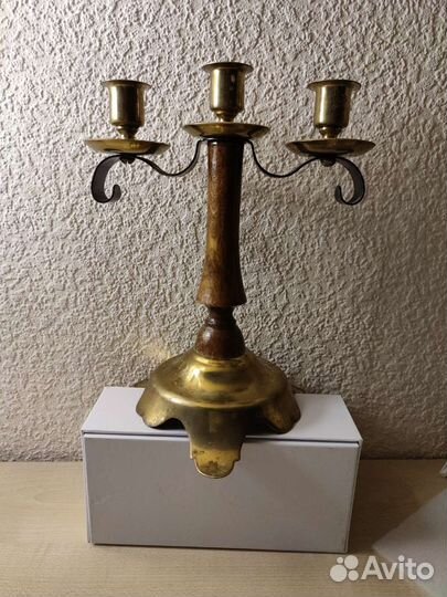 Подсвечник канделябр латунь СССР