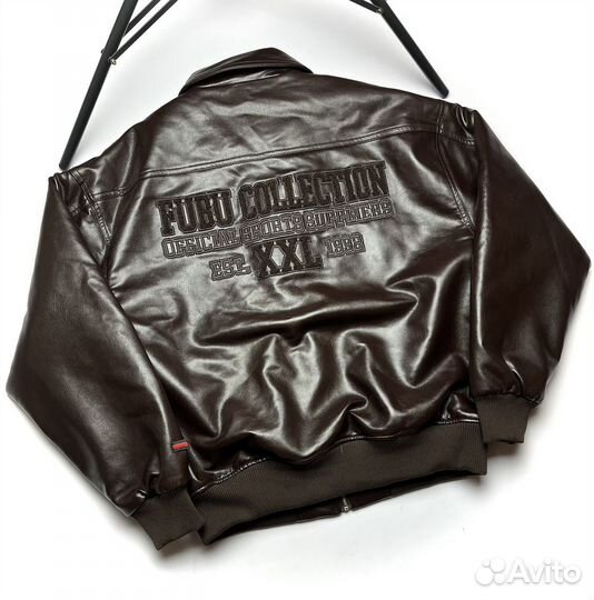 Кожаный бомбер Fubu rap vintage hip hop