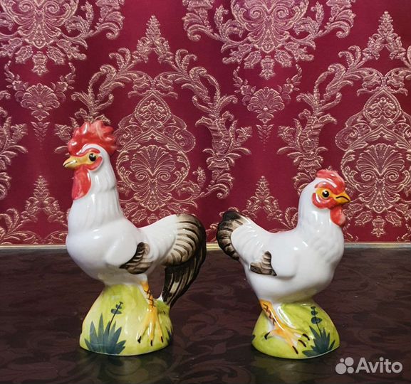 Петушок курочка 2шт. фарфоровые статуэтки