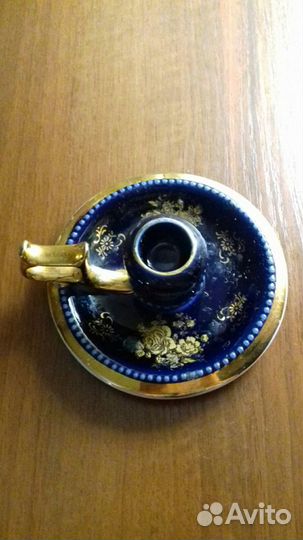 Подсвечник.Кобальт с позолотой.Чехия.Клеймо