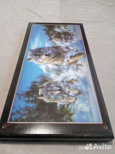 Нарды цветные, большие Волки в снегу