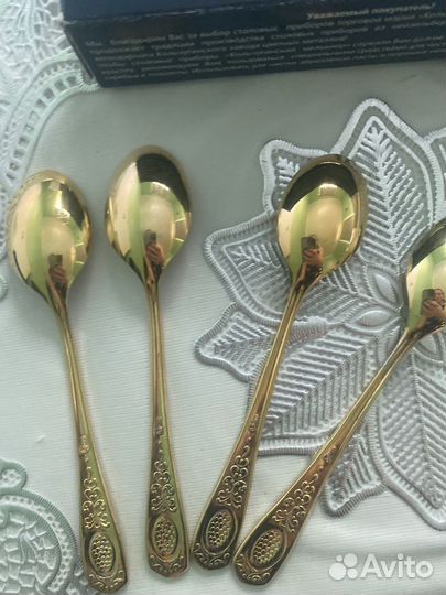 Кофейные ложки мельхиор с позолотой СССР новые