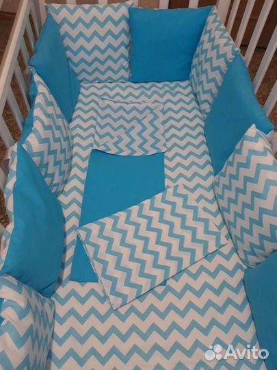 Бортики подушки 12 шт., простыни 2 шт., пододеяльн