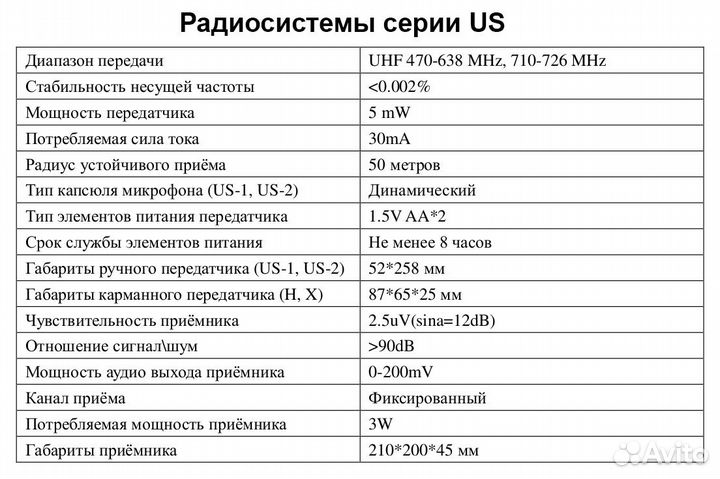 Радиосистема Volta US-1H (725.80)