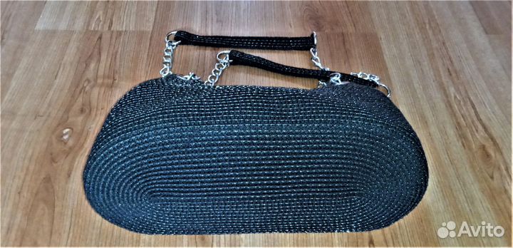 Женская сумка из соломки черная 37-22-15см