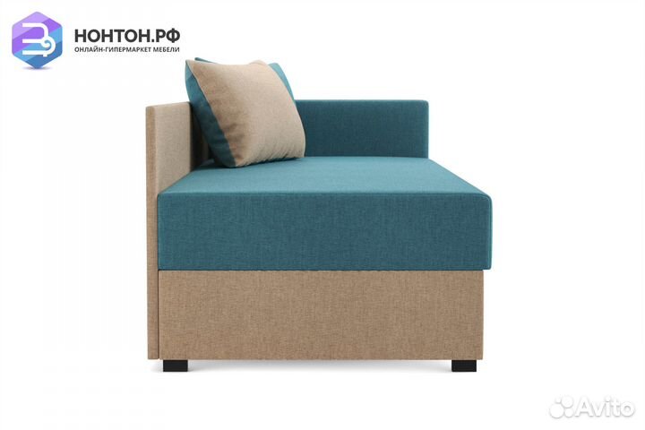 Диван Мальта синий / темно-бежевый