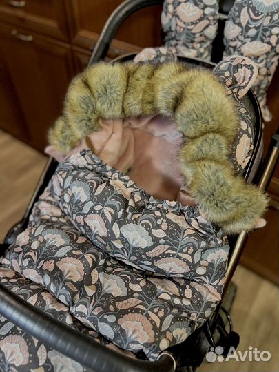 Зимний теплый кокон конверт в коляску +рукавицы