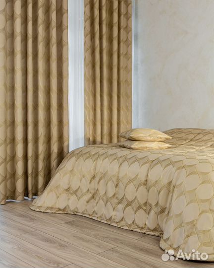 Жаккардовое покрывало Альба золотой песок на диван