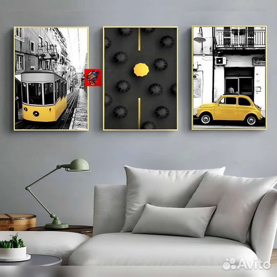 Картина современная популярная абстракция жёлтый