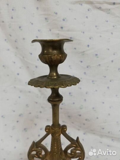 Старинный бронзовый подсвечник 19 век