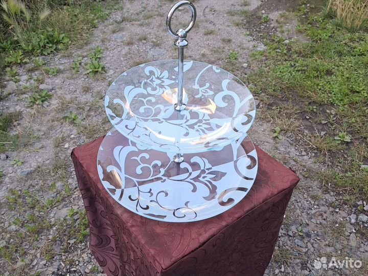 Ваза для фруктов стеклянная двухярусная